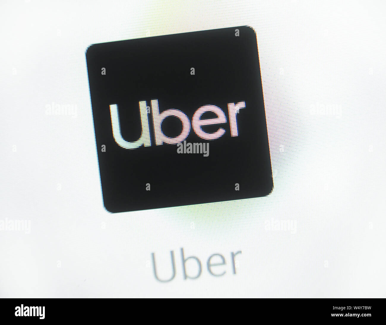 L'icône de l'application Uber sur l'écran de l'ordinateur. Uber Technologies, Inc. est une multinationale américaine de l'entreprise réseau de transport Banque D'Images