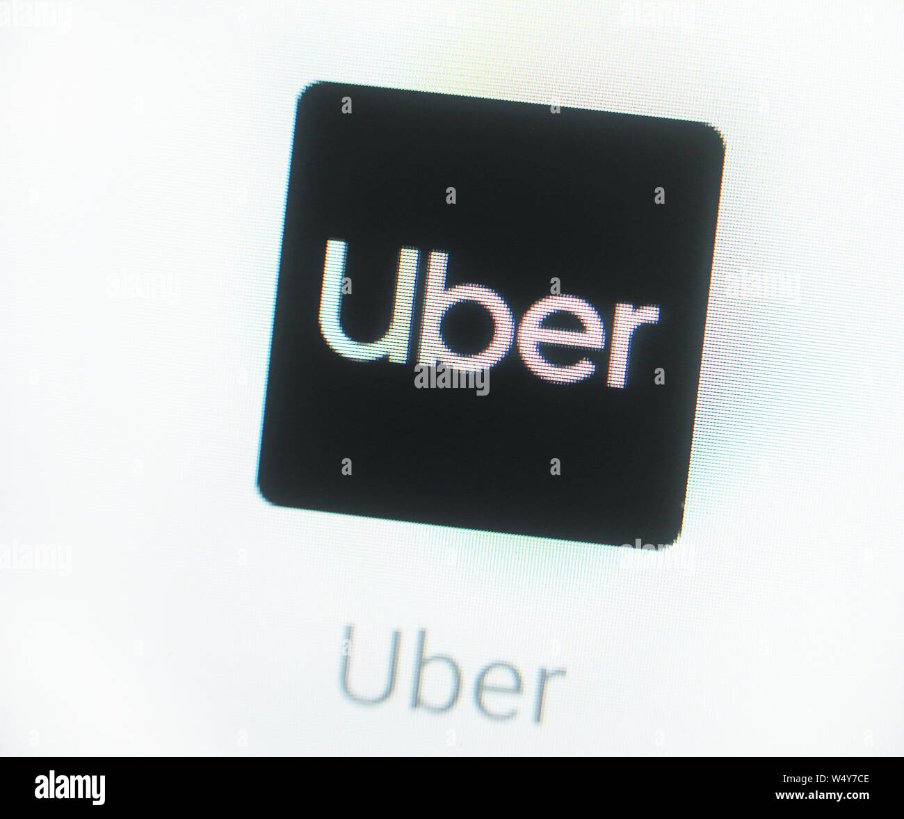 L'icône de l'application Uber sur l'écran de l'ordinateur. Uber Technologies, Inc. est une multinationale américaine de l'entreprise réseau de transport Banque D'Images