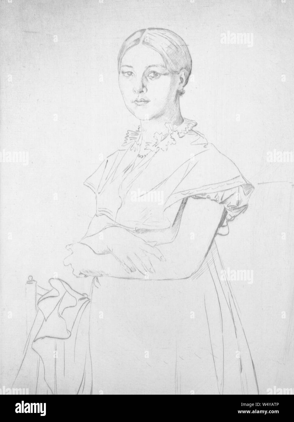 Longueur de trois quarts gravé portrait de Madame Granger, illustré par Henri Félix Bracquemond, 1867. () Banque D'Images
