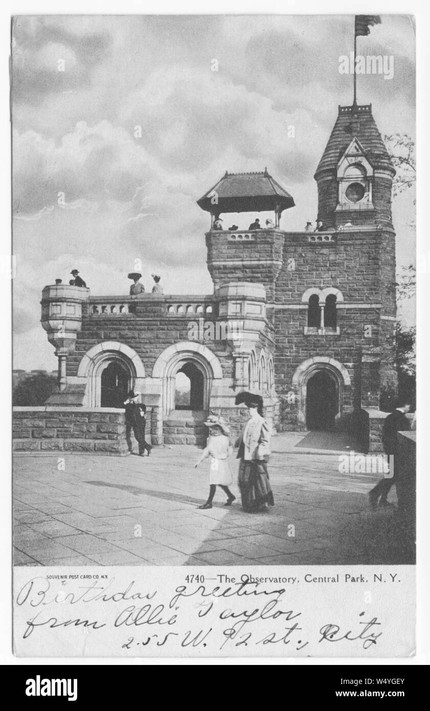 Carte postale gravée de l'Henry Luce Nature observatoire dans Central Park, New York City, New York, publié par carte postale Souvenir Co, 1906. À partir de la Bibliothèque publique de New York. () Banque D'Images