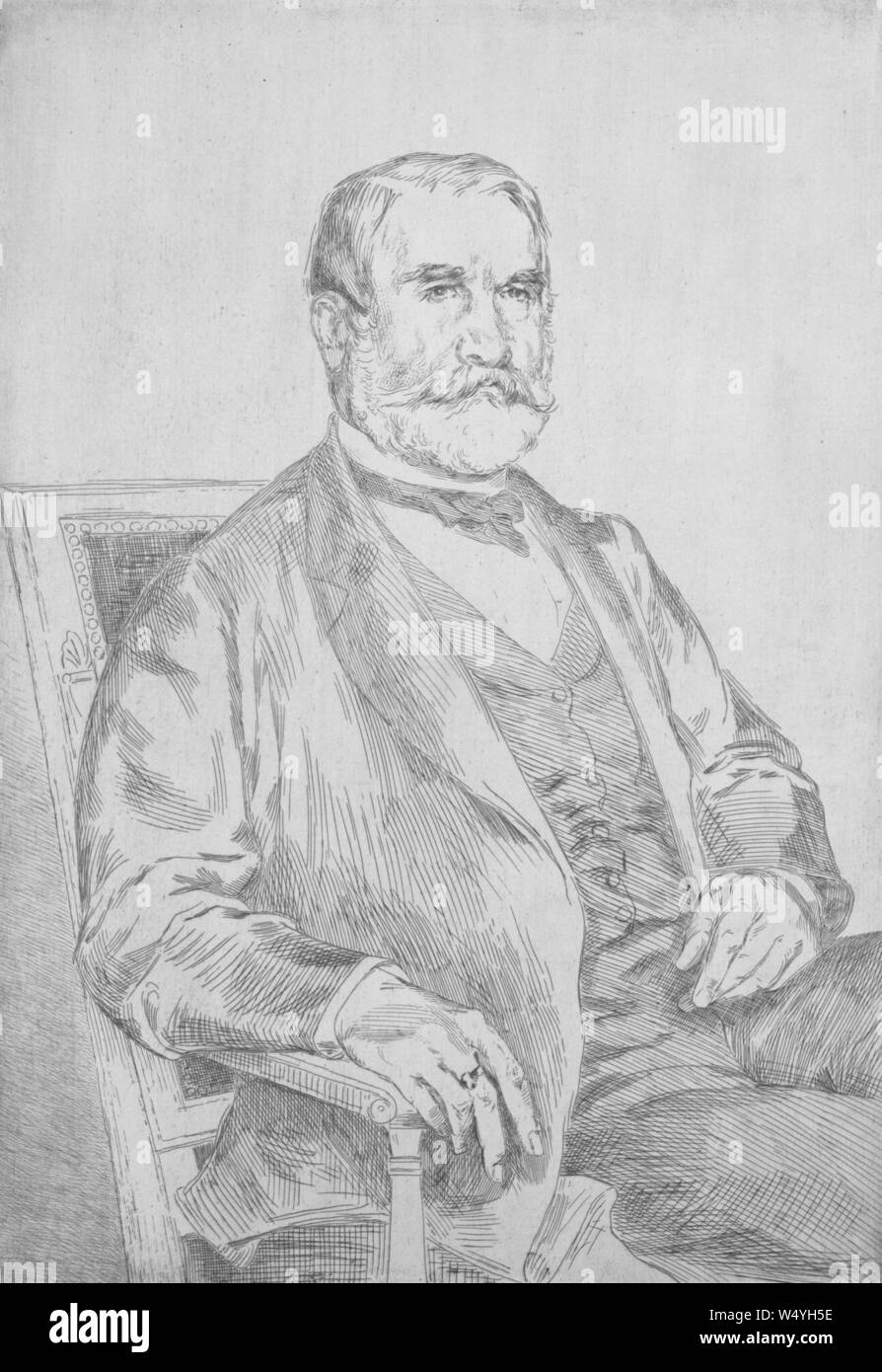 Portrait gravé de Louis Robert, administrateur de la Manufacture Nationale de Sèvres, illustré par Henri Félix Bracquemond, 1873. À partir de la Bibliothèque publique de New York. () Banque D'Images
