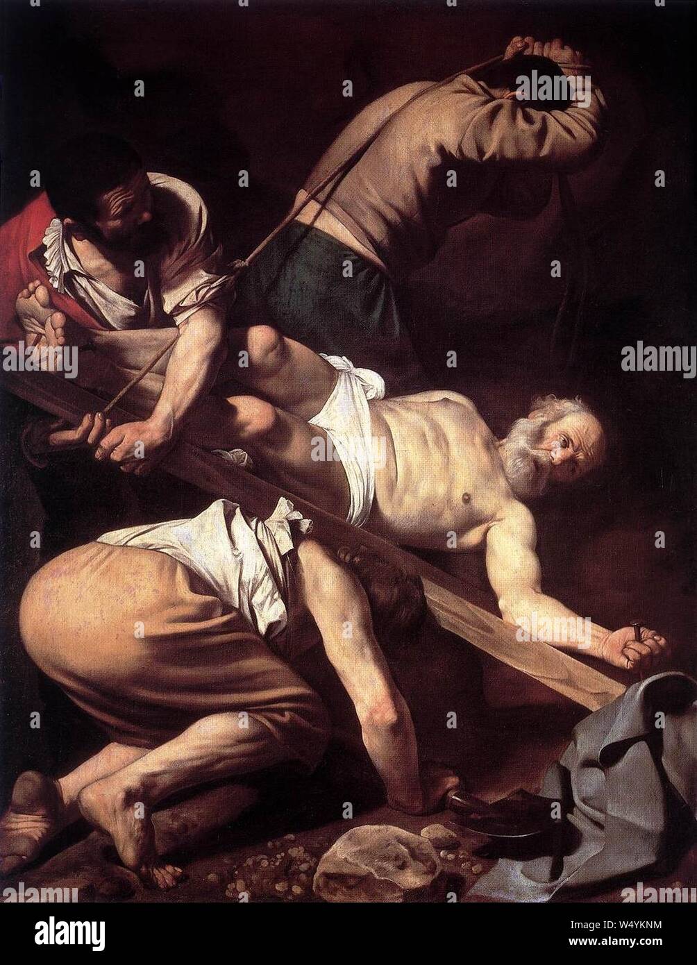 Crucifixión de San Pedro por Francisco Ribalda. Banque D'Images