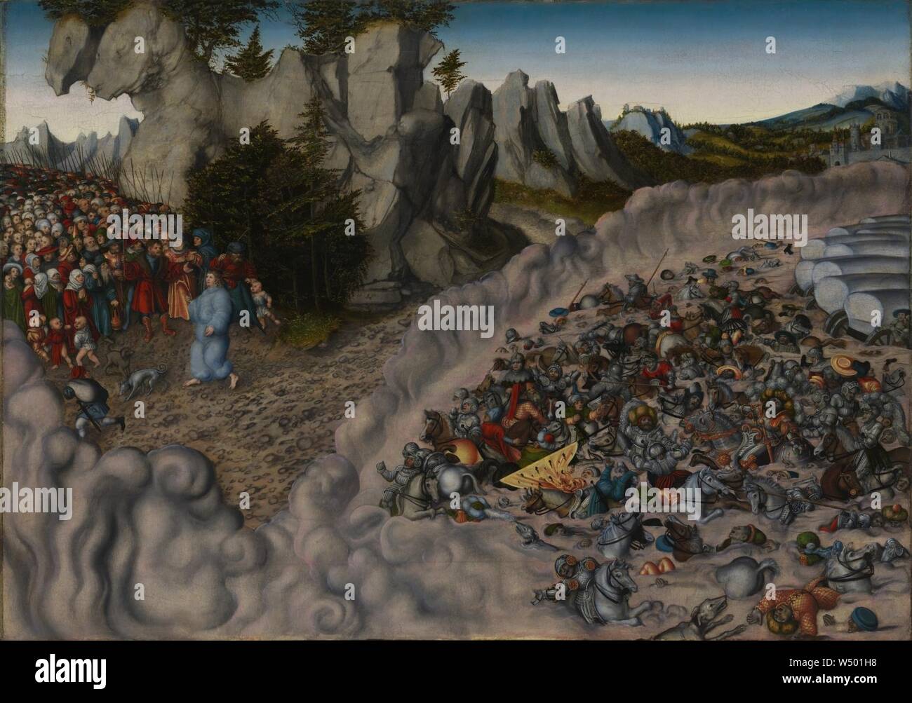 Lucas Cranach d.Ä. - Zug der Israeliten durch das Rote Meer (Staatsgalerie Stuttgart). Banque D'Images