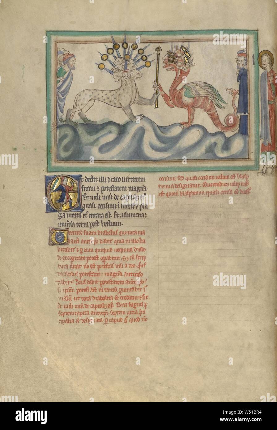 Le Dragon donnant le pouvoir de l'Sceptor de bête de la mer, l'Inconnu, Londres (probablement), l'Angleterre, environ 1255 - 1260 Tempera, couleurs, feuilles d'or, lavages de couleur, plume et encre sur parchemin, feuille : 31,9 x 22,5 cm (12 9/16 x 8 7/8 po Banque D'Images