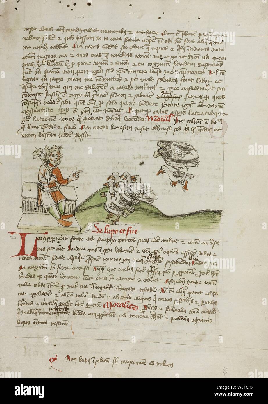 Un roi s'adressant à un troupeau de Colombes, Inconnu, Trèves (probablement), l'Allemagne, troisième trimestre de 15e siècle, plume et encre noire et lavis de couleur sur papier, feuille : 28,7 x 20,6 cm (11 1/8 x 8 5/16 in Banque D'Images