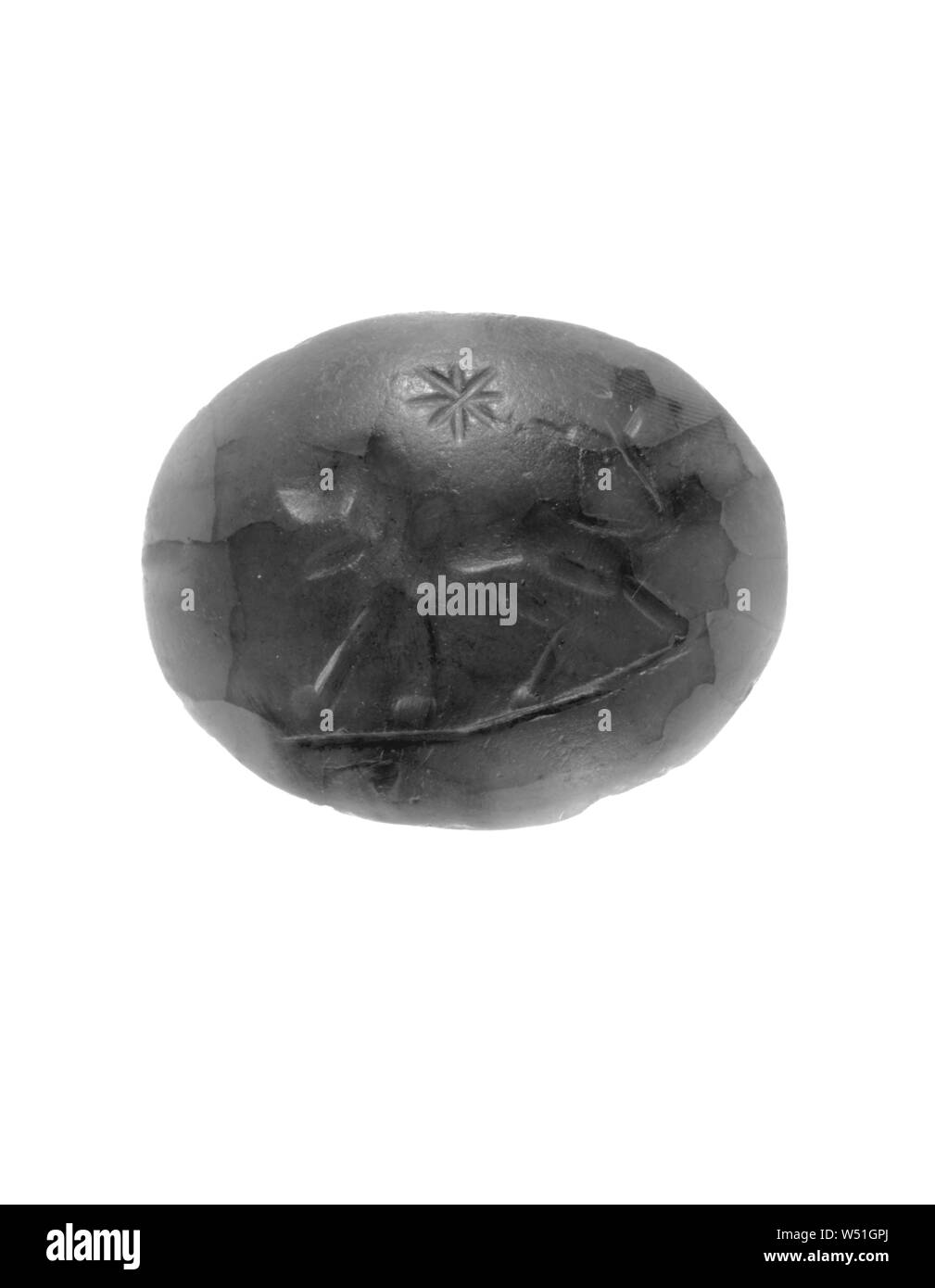 Scaraboid gravé, inconnu, peut-être 3e siècle, la Cornaline, 1,5 × 1,2 × 0,6 cm (5/8 × 1/2 × 1/4 Banque D'Images