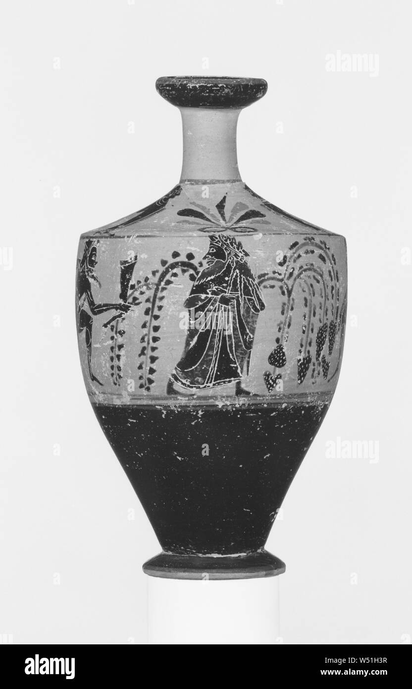 Attic Black-Figure Lekythos, Phanyllis, Groupe B, le Groupe de l'armement Lekythoi, Athènes, Grèce, environ 530 avant J.-C., terre cuite, 16,7 × 9,3 cm (6 9/16 x 3 11/16 in Banque D'Images