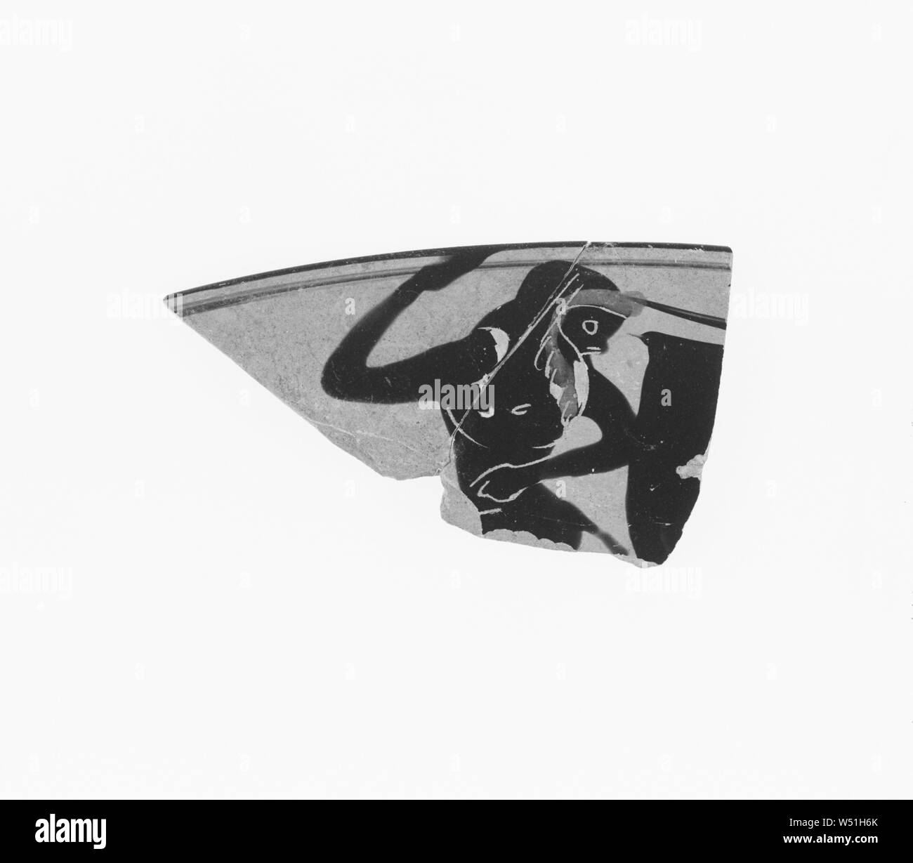 Grenier Coupe Black-Figure Fragment, Inconnu, Athènes, Grèce, environ 500 avant J.-C., terre cuite, 22,2 cm (8 3/4 po Banque D'Images
