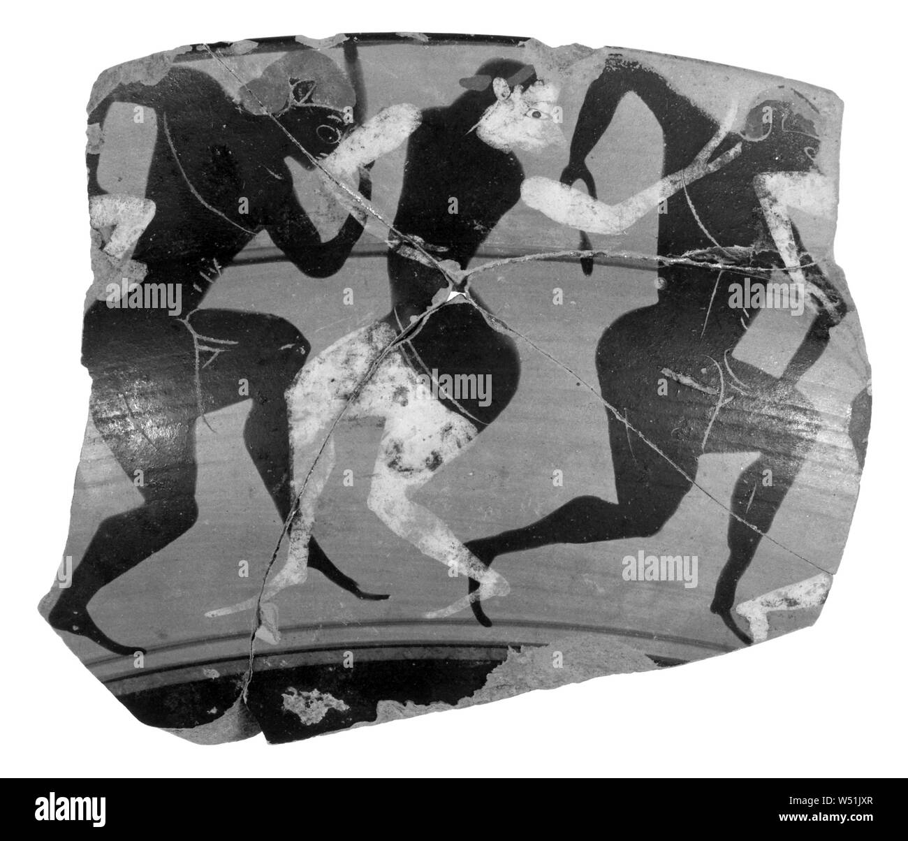 Grenier Black-Figure Siana Tasse Fragment (composé de 4 Fragments rejoint), Inconnu, Athènes, Grèce, environ 550-500 avant J.-C., terre cuite, 8,8 cm (3 7/16 po Banque D'Images