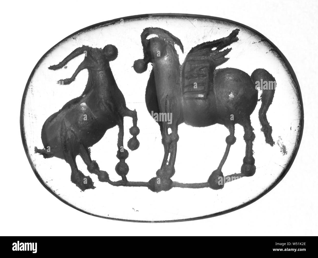 Bijou gravé, Inconnu, Italie, début Ier siècle avant J.-C., l'agate marron avec de fines bandes blanches, 1,5 × 1,1 × 0,2 cm (9/16 × × 1/16 à 7/16 Banque D'Images