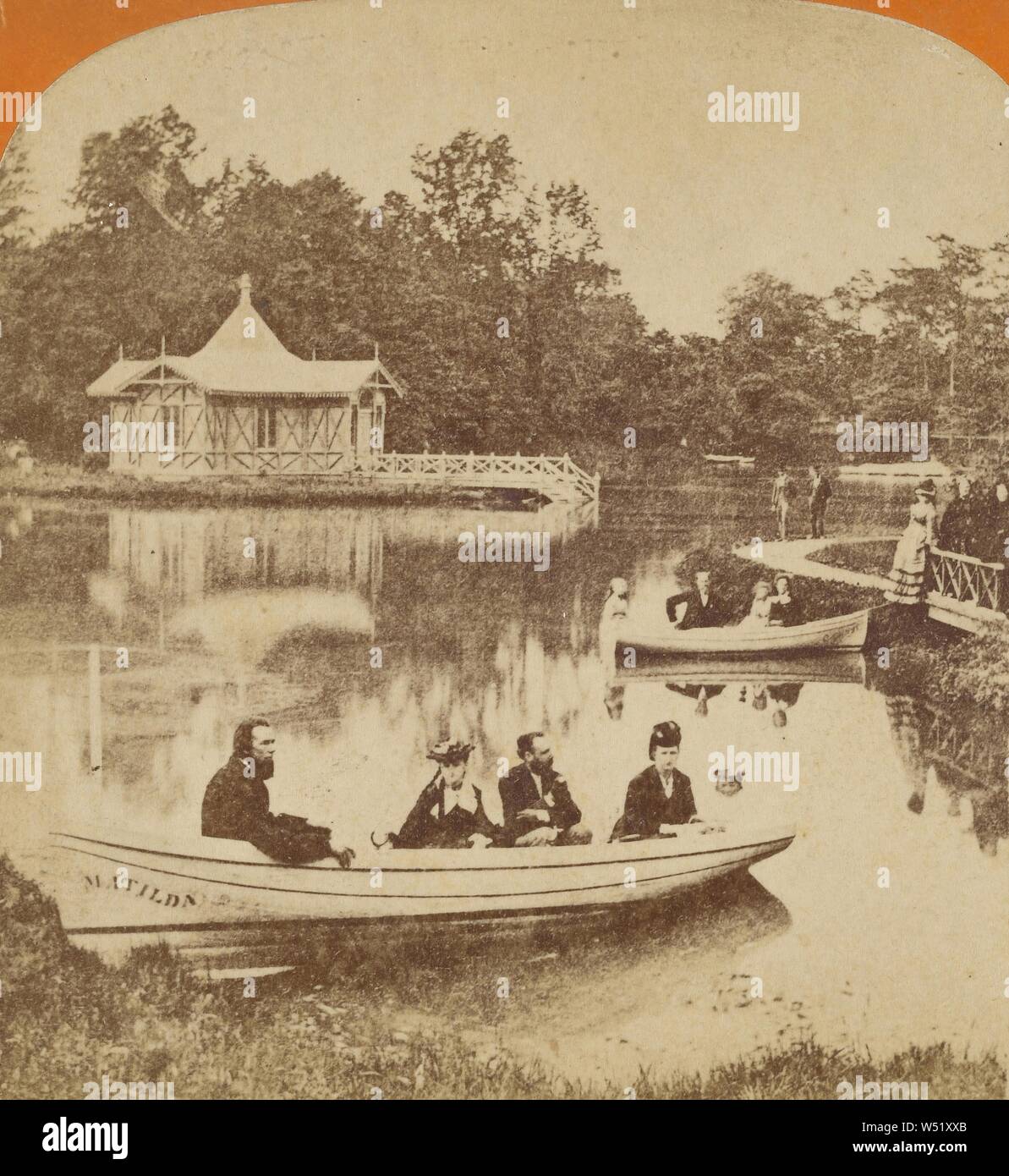 Le lac, Druid Hill Park. Baltimore, Md., pas de bouilloire, cuisine américaine, vers 1865, à l'albumine argentique Banque D'Images