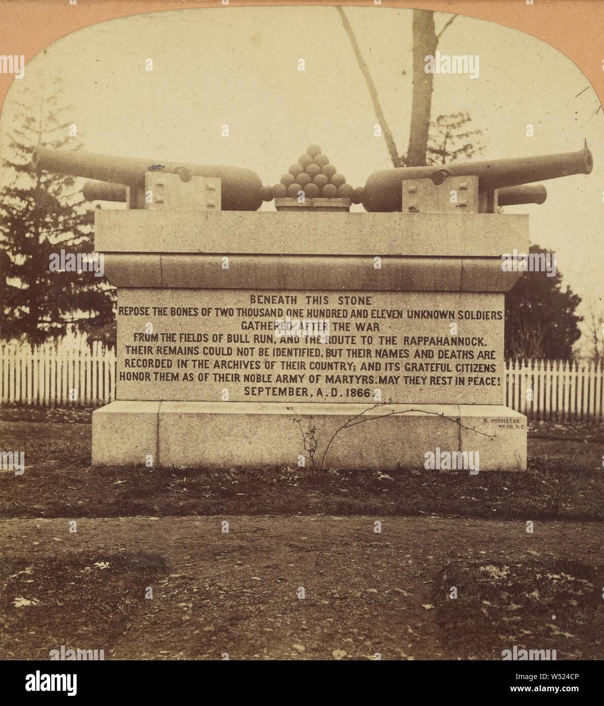 Cimetière National d'Arlington, en Virginie, Bell & Frère, 1871, à l'albumine argentique Banque D'Images