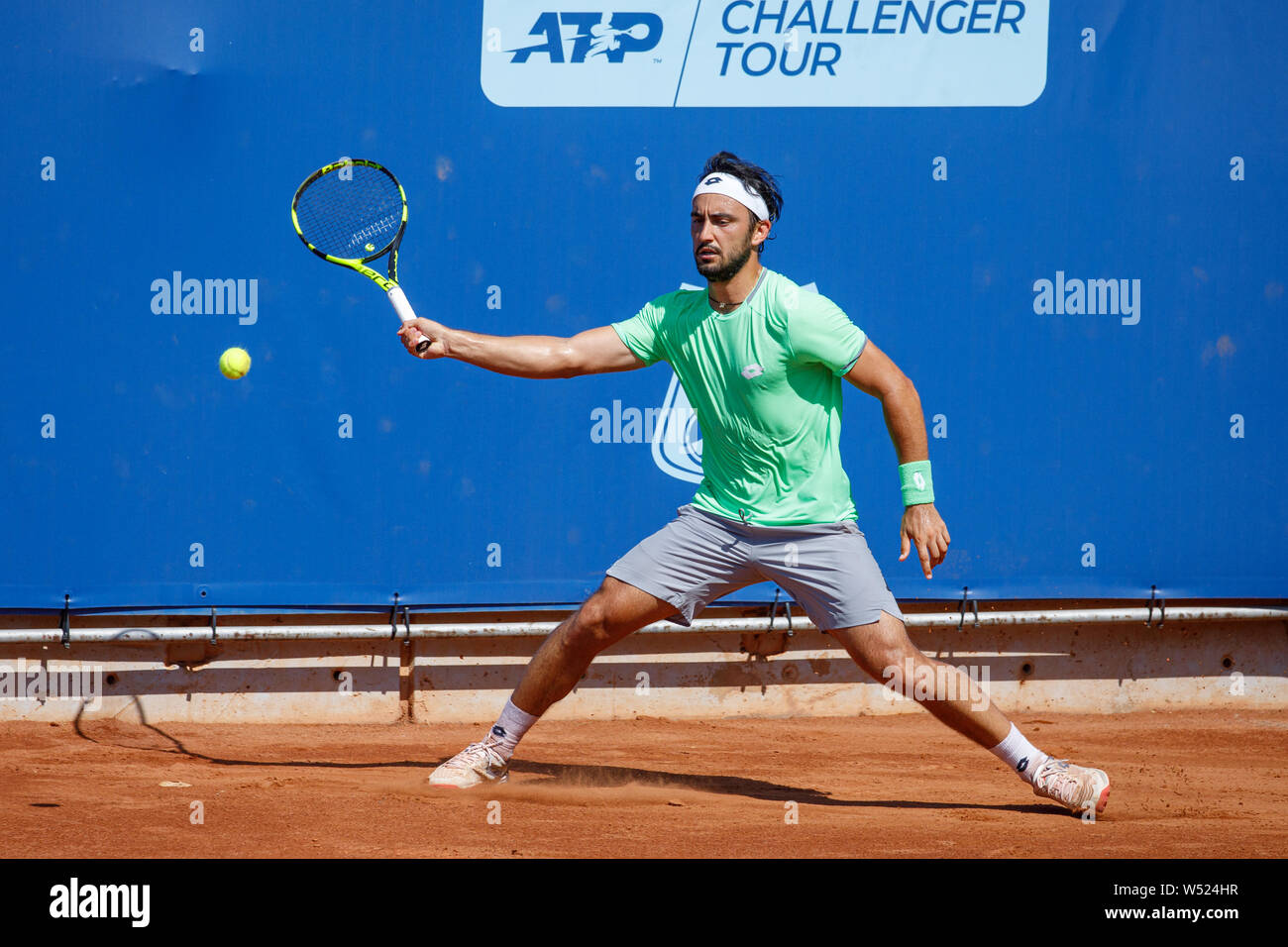 Prague, République tchèque, le 25 juillet, 2019. Lorenzo Giustino (ITA) lors de match contre Vaclav Safranek (CZE) Avantage à Prague 2019 ouvert Banque D'Images