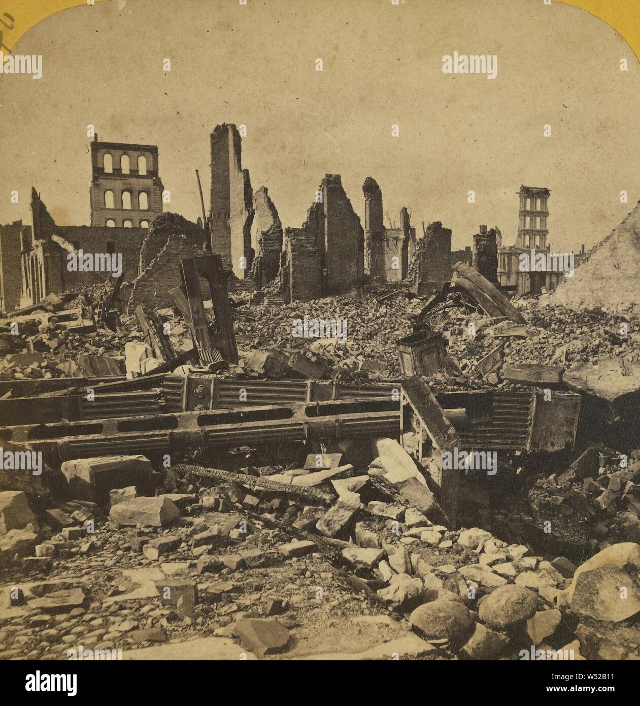 Palmer House monté avec : ruines de l'incendie de Chicago, 1871., Lovejoy & Foster, 1874 et 1871, à l'albumine argentique Banque D'Images