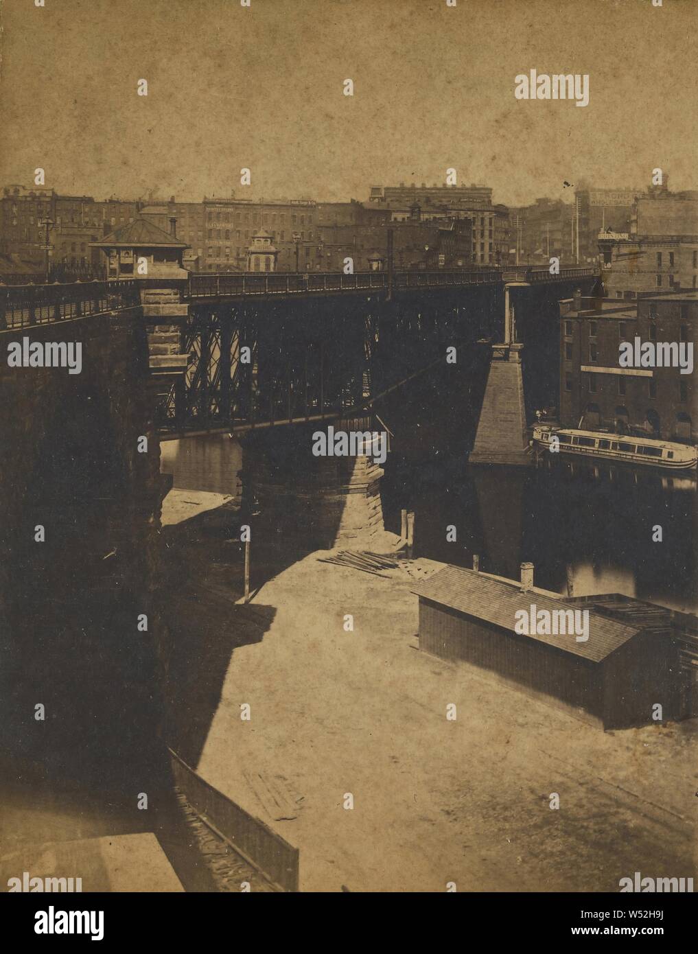 Tirage viaduc, Cleveland, Ohio., C.W. Woodward (américain, 1836 - 1894, active Rochester, New York), 1872-1876, à l'albumine argentique Banque D'Images