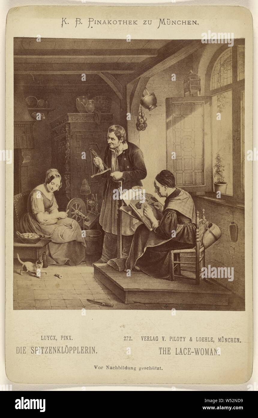 Le Lace-Woman par Luycx, Piloty & Loehle, vers 1865, à l'albumine argentique Banque D'Images
