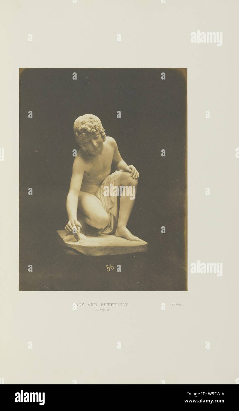 Garçon et Papillon, Claude-Marie Ferrier (Français, 1811 - 1889), Sir Hugh Owen (britannique, 1804 - 1881), Londres, Angleterre, 1 mai-octobre 15, 1851, impression sur papier salé, 19 × 14,4 cm (7 1/2 x 5 11/16 in Banque D'Images