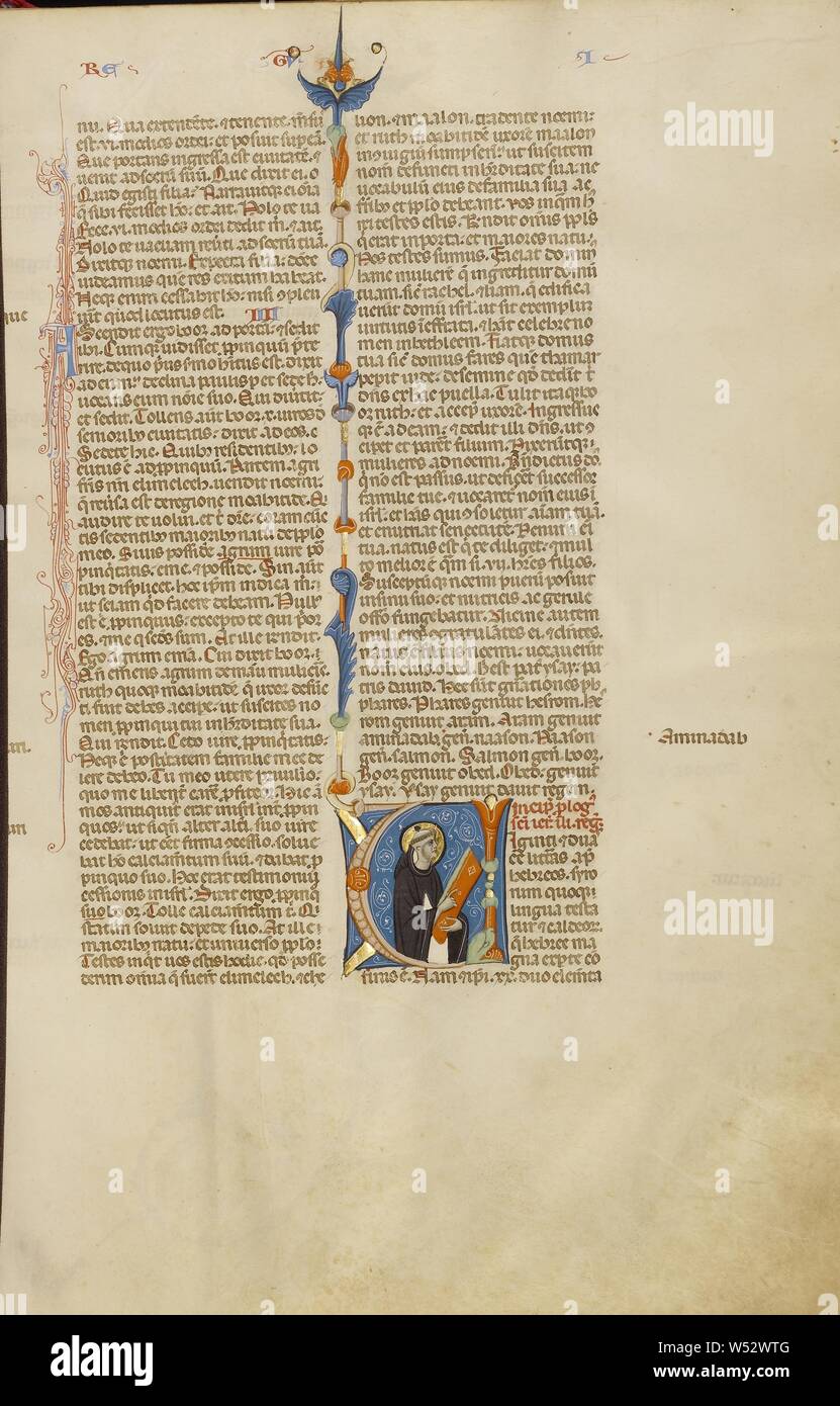 V Initial : Saint Jérôme, Inconnu, Bologne, Emilie-Romagne, Italie, vers 1280 - 1290 Tempera, couleurs, feuilles d'or, et de l'encre sur parchemin, feuille : 37,5 x 24,8 cm (14 3/4 x 9 3/4 in Banque D'Images
