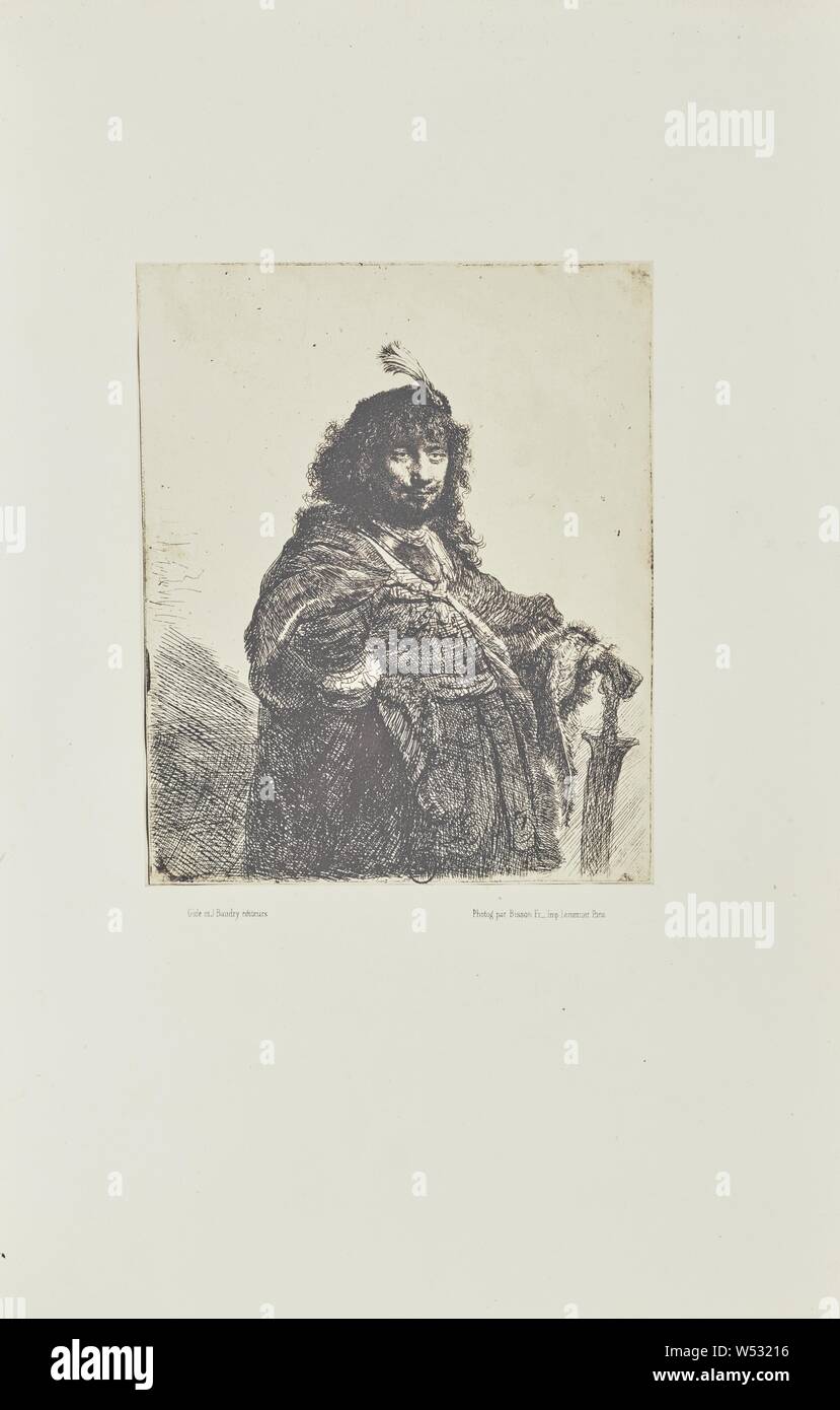 Self Portrait ( ?) avec les plumes et abaissé le sabre, Bisson Frères (Français, Actif 1840 - 1864), Paris, France, 1858, à l'albumine argentique, 19,9 × 16,2 cm (7 3/8 à 6 × 13/16 Banque D'Images