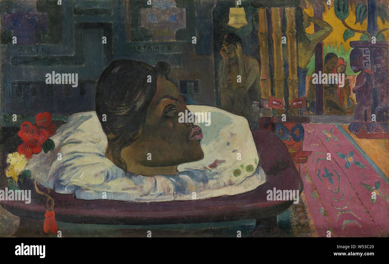 Le Royal (Arii Matamoe fin), Paul Gauguin (Français, 1848 - 1903), Tahiti, 1892, huile sur toile, 45,1 × 74,3 cm (17 3/4 x 29 1/4 in Banque D'Images