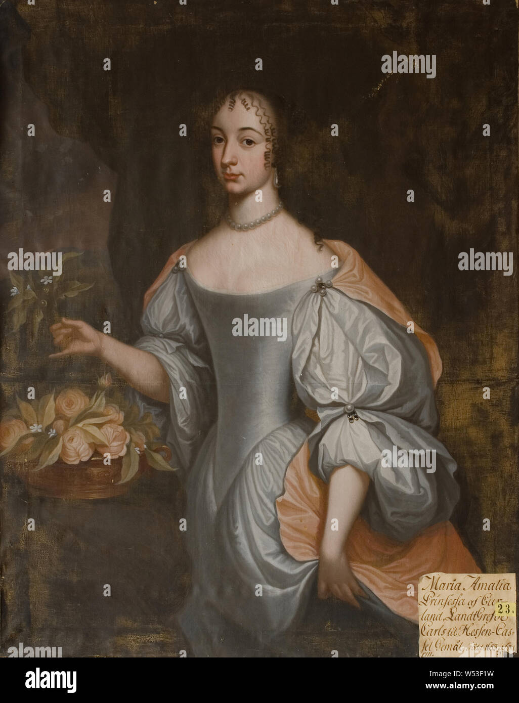 Johan N Cramer, Maria Amalia, 1653-1711, peinture, 1729, huile sur toile, hauteur, 121 cm (47,6 po), largeur, 99 cm (38,9 pouces), Signerad, Joh, N. Cramer pinx 1729 Banque D'Images