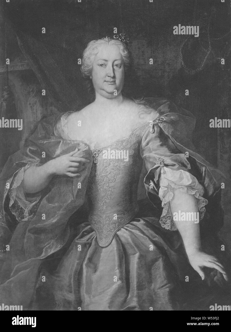 Attribué à Martin van Meytens, Elisabet Kristina, 1691-1750, princesse de Braunschveig-Blankenburg l'Impératrice Reine, peinture, portrait, Elisabeth Christine de Brunswick-Wolfenbuttel, 1737, huile sur toile, hauteur, 126 cm (49,6 po), largeur, 100 cm (39,3 pouces), signé, Von Meithen Fe 1737. Banque D'Images