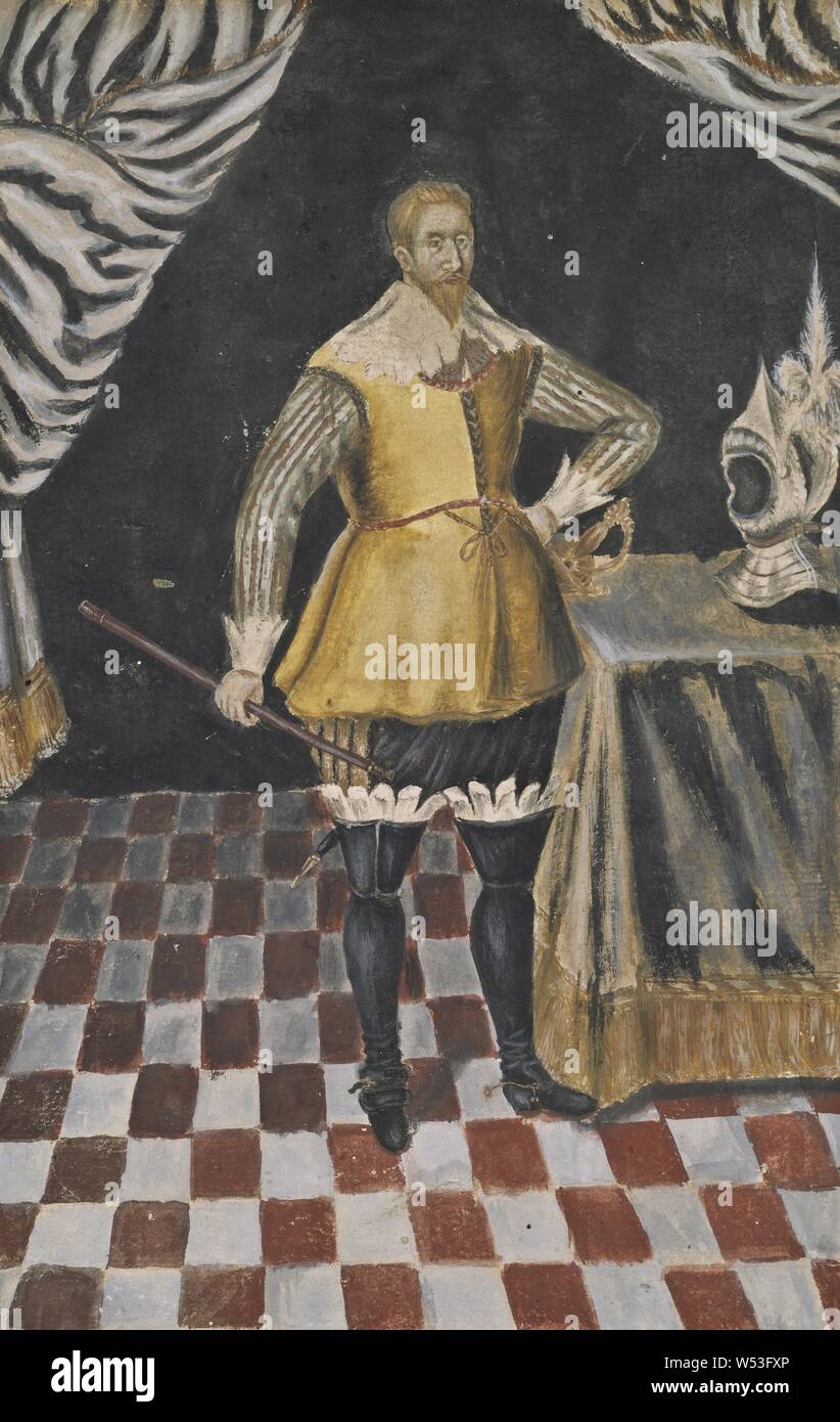 Attribuée par la Reine, le Roi Gustav II Adolf, Gustav II Adolf, 1594-1632, Roi de Suède, peinture, Gustave-adolphe de Suède, Aquarelle, hauteur, 24 cm (9,4 po), largeur, 16 cm (6,2 pouces,) Banque D'Images