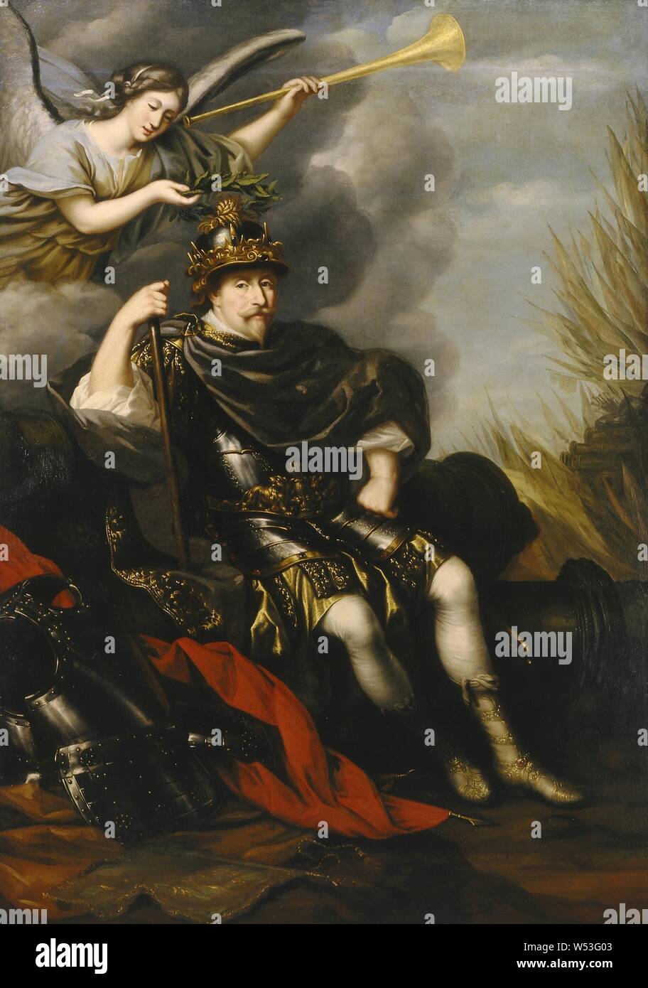 Attribué à David Klöcker Ehrenstrahl, le Roi Gustav II Adolf, Gustav II Adolf, 1594-1632, Roi de Suède, peinture, Gustave-adolphe de Suède, huile sur toile, hauteur, 240 cm (94,4 po), largeur, 171 cm (67,3 pouces) Banque D'Images