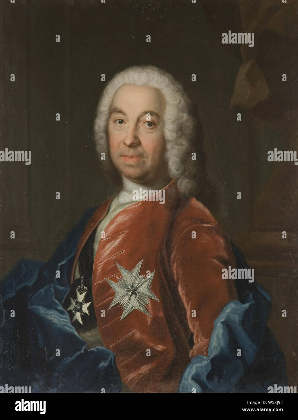 Attribué à Johan Henrik Scheffel, Leonard Klinckowström, 1685-1759, peinture, portrait, Leonard von Klinckowström, 1755, huile sur toile, hauteur, 79 cm (31,1 po), largeur, 65 cm (25,5 pouces) Banque D'Images