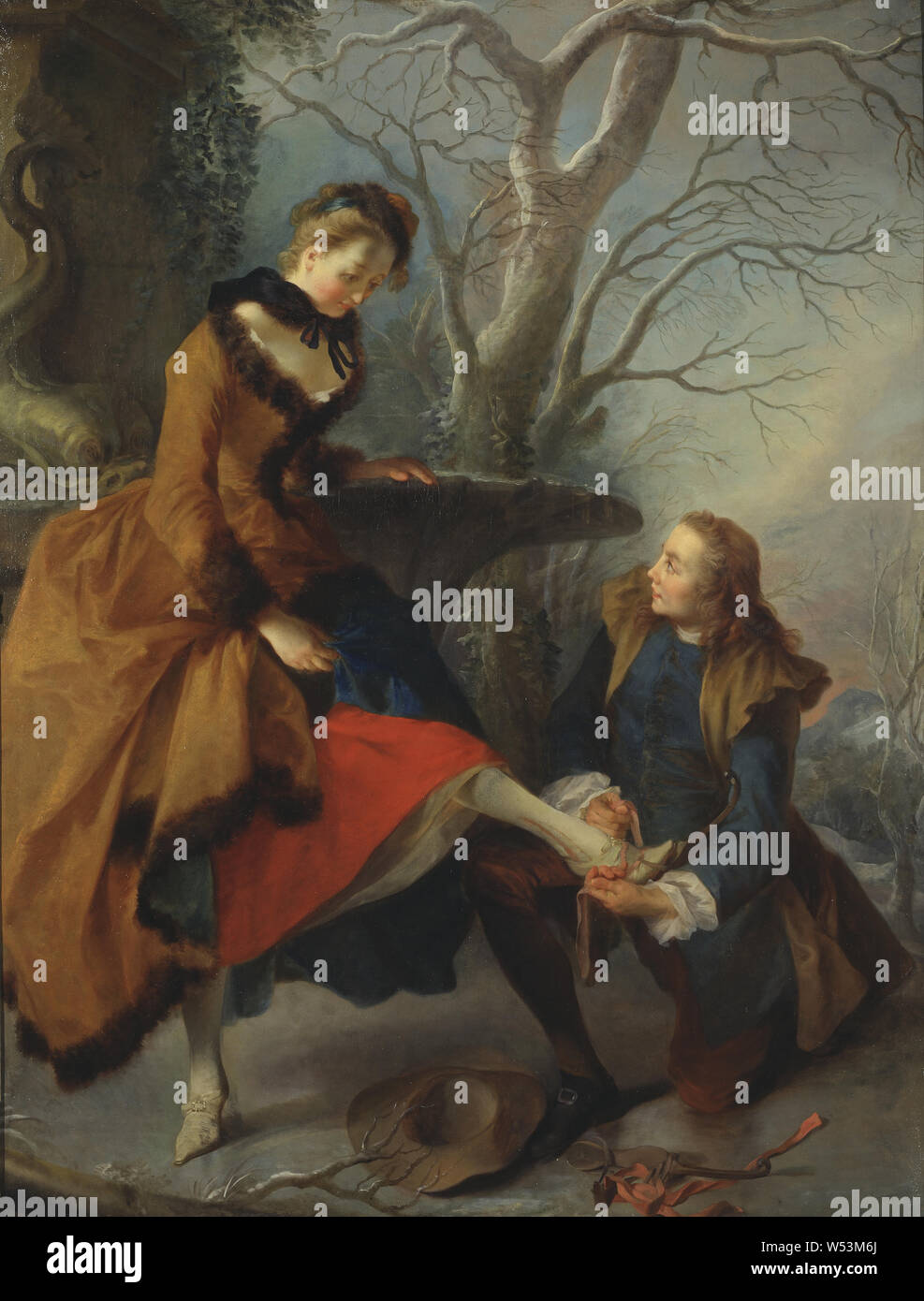 Nicolas Lancret, fixant le skate, blouses, peinture, huile sur toile, hauteur, 138 cm (54,3 po), largeur, 106 cm (41,7 pouces) Banque D'Images