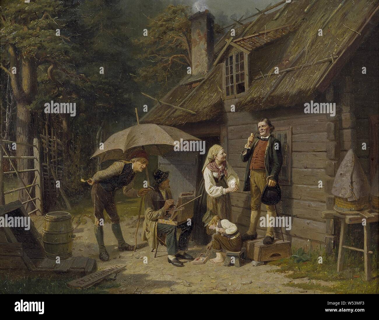 Peter Eskilson, un peintre qui étudient à l'étranger, la peinture sur voyage d'étude, peinture, 1867, huile sur toile, hauteur, 36 cm (14,1 po), largeur, 46 cm (18,1 pouces), signé, P. Eskilson, , en 1867. Banque D'Images
