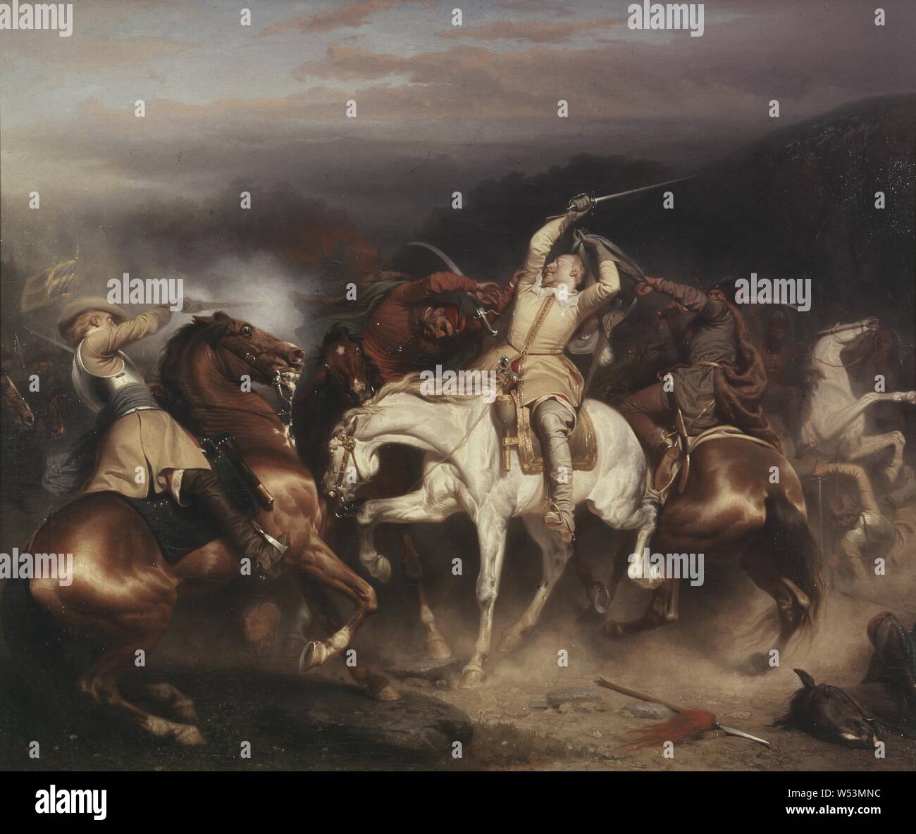 Carl Wahlbom, le Roi Gustav II Adolf, le roi Gustave II Adolphe de Suède à Stuhm, Gustav II Adolf en contrepartie de NM Stuhm, 1242, peinture, Gustave II Adolphe de Suède, 1854, huile sur toile, hauteur, 63 cm (24,8 po), largeur, 75 cm (29,5 pouces), signé, C. Wahlbom 1854. Banque D'Images