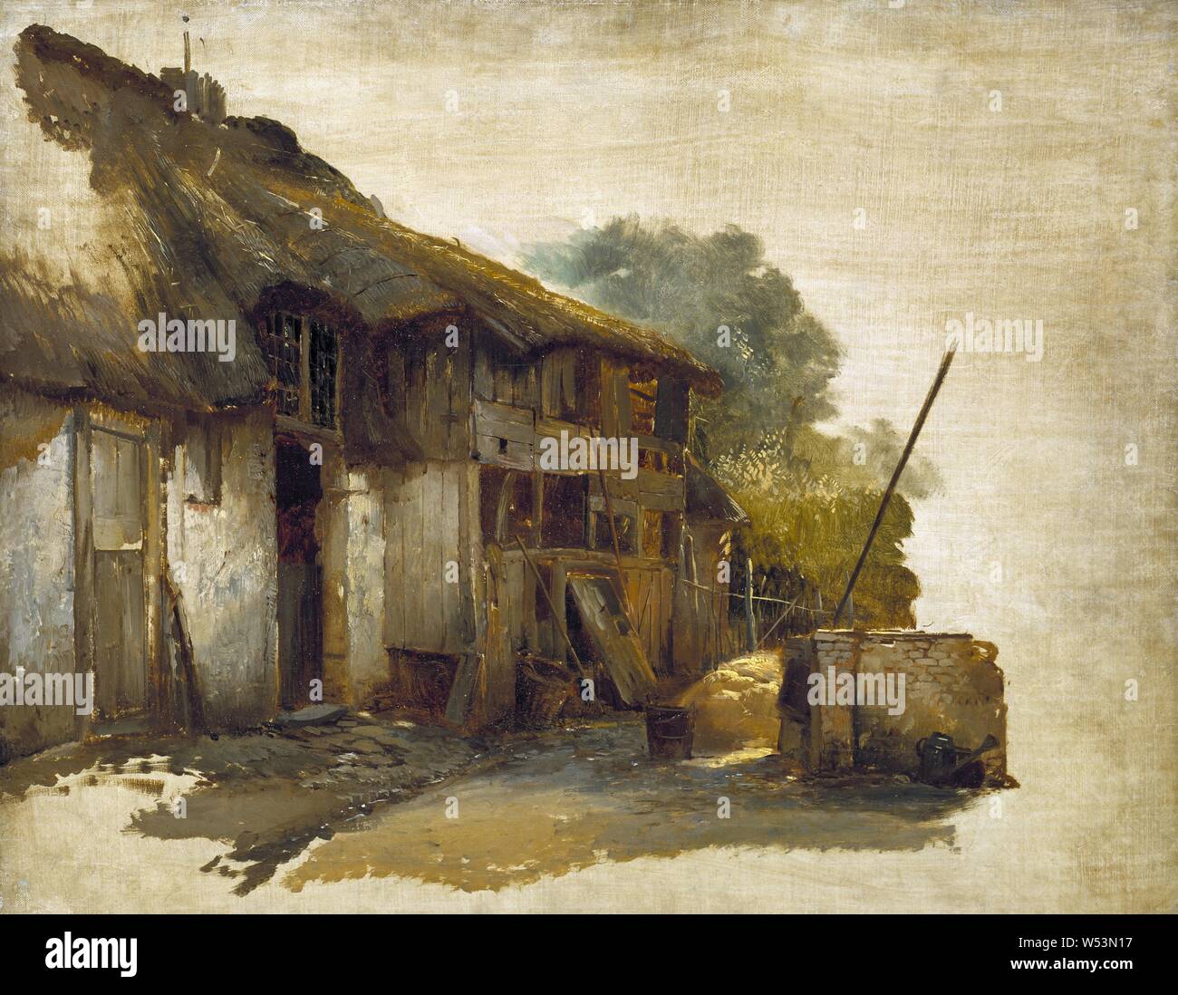 Jan August Hendrik Leys, ferme, ferme, peinture, huile sur toile, hauteur 52 cm (20,4 pouces), la largeur, 65 cm (25,5 pouces) Banque D'Images
