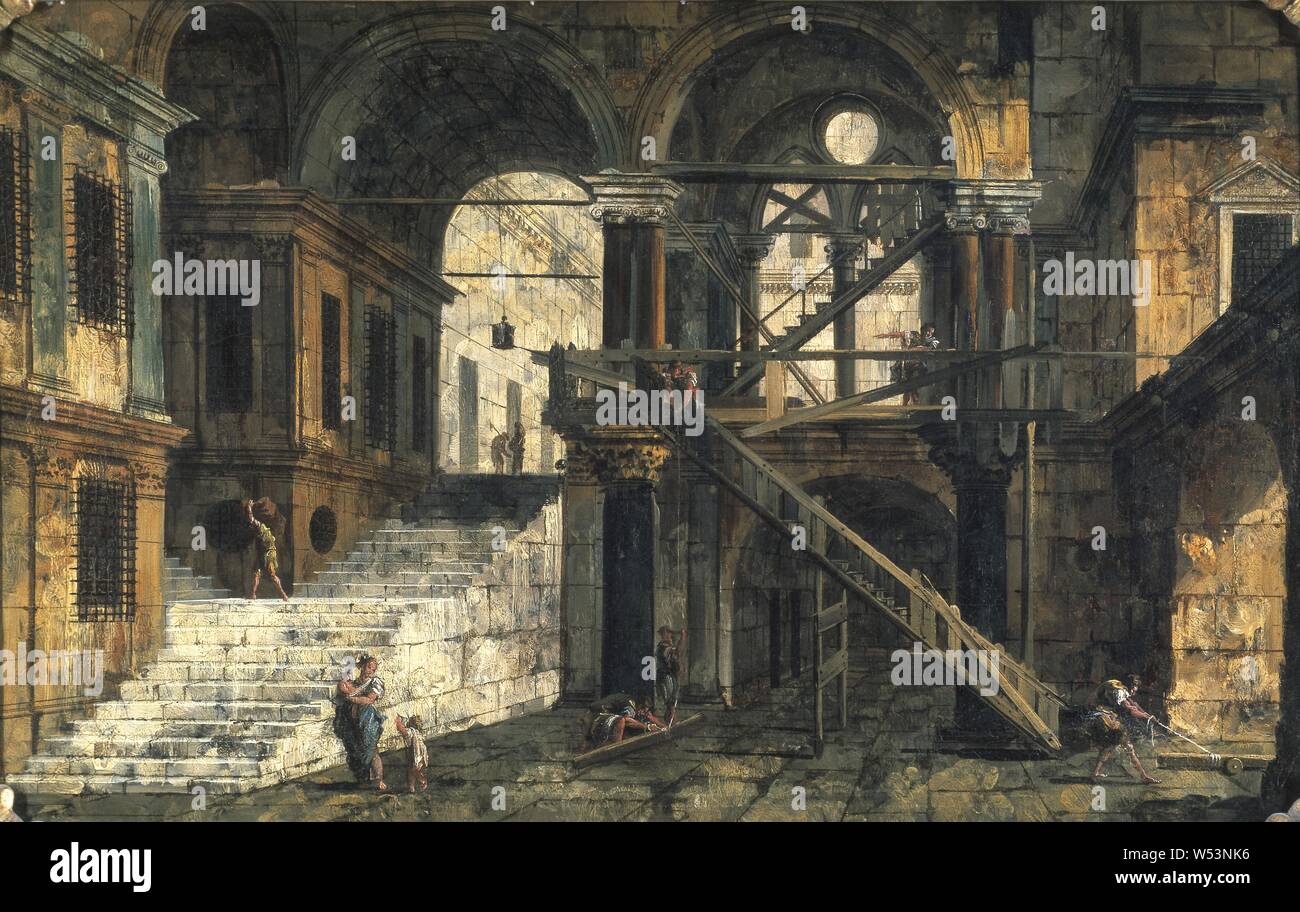 Michele Marieschi, escalier dans une maison Renaissance, escalier dans un palais de la Renaissance, peinture, huile sur toile, hauteur, 36 cm (14,1 po), largeur, 55 cm (21,6 pouces) Banque D'Images