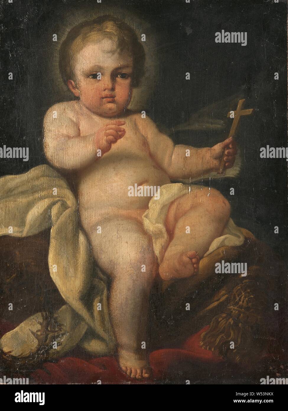 Sebastiano Conca, l'Enfant Jésus tenant une croix, le Christ enfant avec une croix dans sa main, peinture, huile sur toile, hauteur, 56 cm (22 po), largeur, 42 cm (16,5 pouces) Banque D'Images