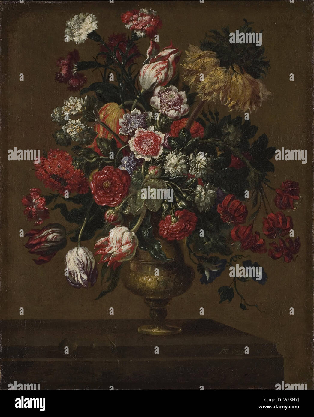 Andrea Scacciati, Flowerpiece, pièce de fleurs, peinture, peinture florale, 1699, huile sur toile, hauteur, 72 cm (28,3 po), largeur, 58 cm (22,8 pouces), signé, A S C 1699 Banque D'Images