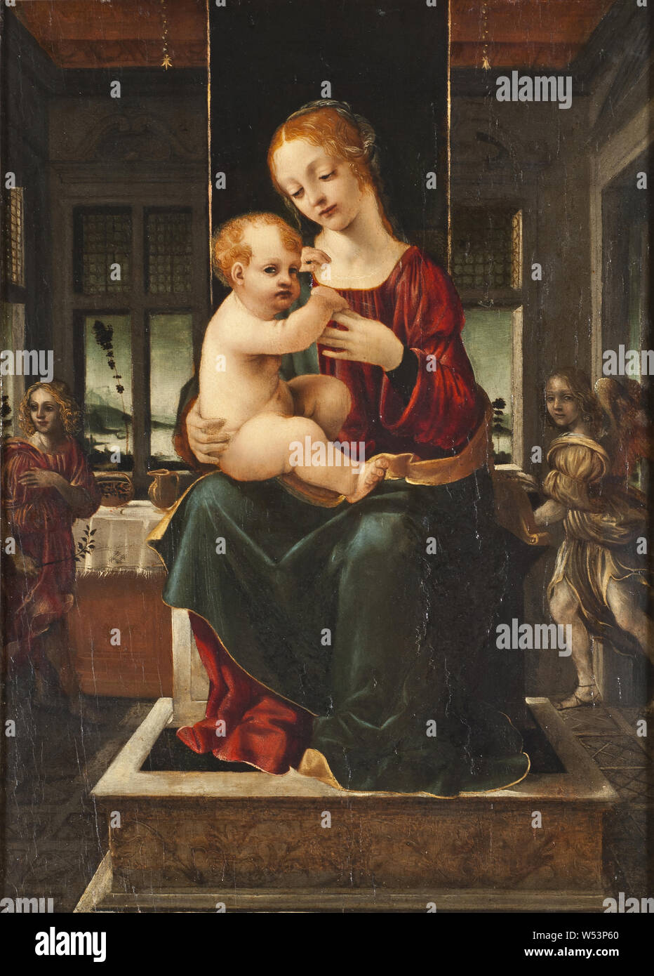 Francesco Napoletano, vierge et l'enfant, Vierge à l'enfant, peinture, art religieux, huile sur panneau, hauteur, 68 cm (26,7 po), largeur, 50 cm (19,6 pouces) Banque D'Images