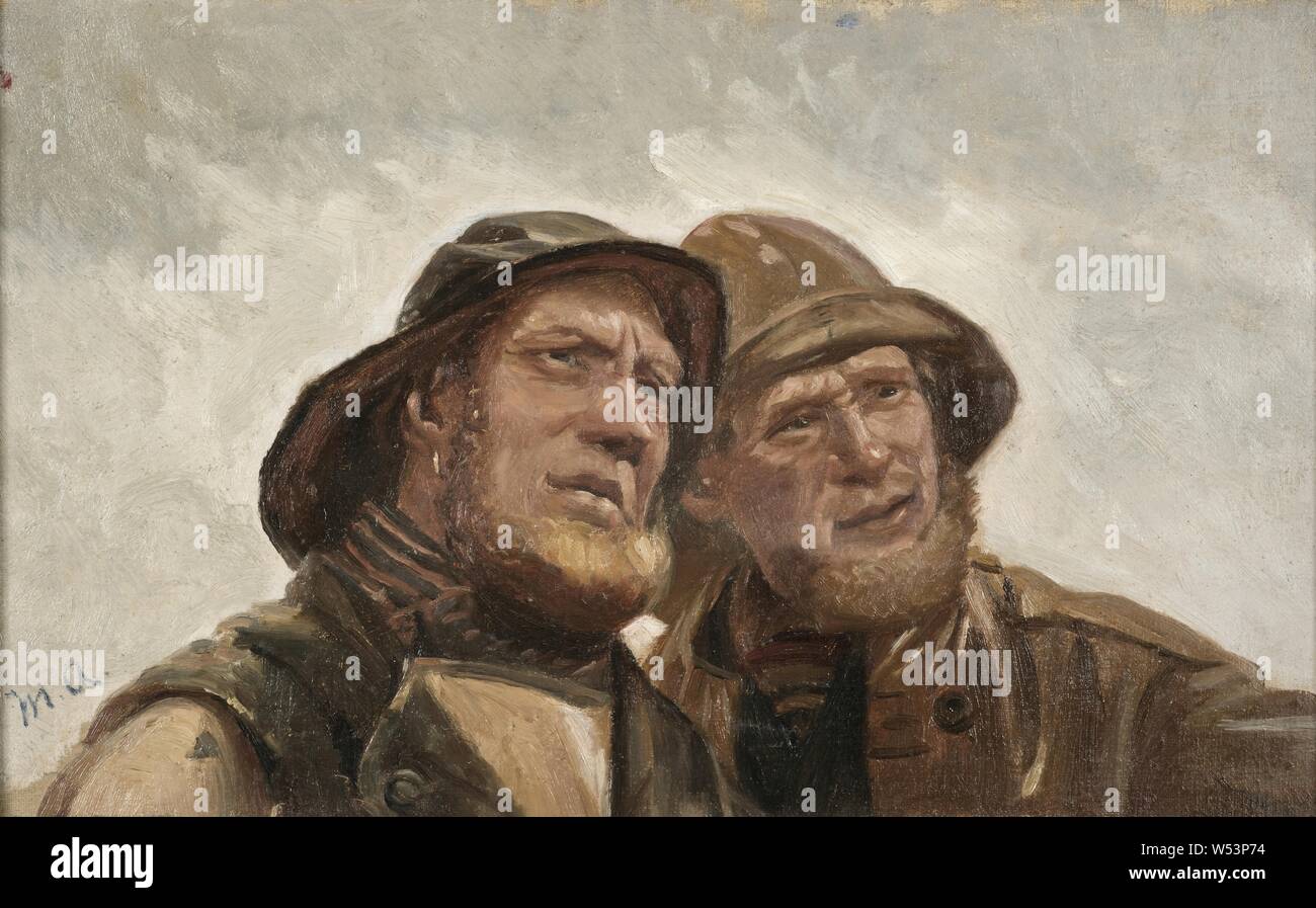 Michael Peter Ancher, deux pêcheurs, de l'étude, deux pêcheurs, peinture, huile sur toile, hauteur, 25,5 cm (10 po), largeur, 42 cm (16,5 pouces), M.A., Signerad Banque D'Images