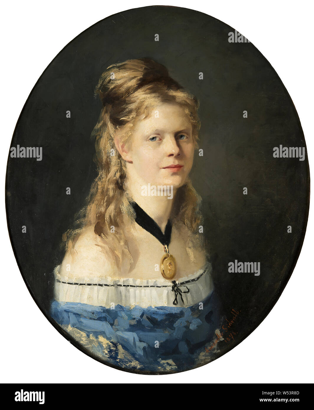 Sidvall Carlson-Bredberg Amanda, Mina, le peintre, peinture, 1876, huile sur toile, ovale, hauteur, 73 cm (28,7 po), largeur, 60 cm (23,6 pouces), signé, 1876th Banque D'Images