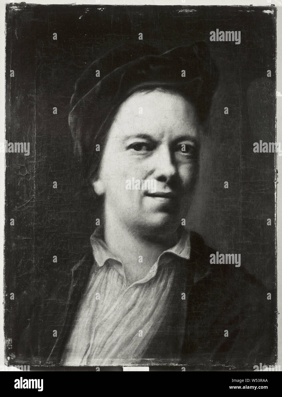 Attribué à Balthasar Denner, Portrait d'un homme, peut-être dans l'auto-portrait, Portrait masculin, probablement auto-portrait, portrait, peinture, huile sur toile, hauteur, 46 cm (18,1 po), largeur, 35 cm (13,7 pouces,) Banque D'Images