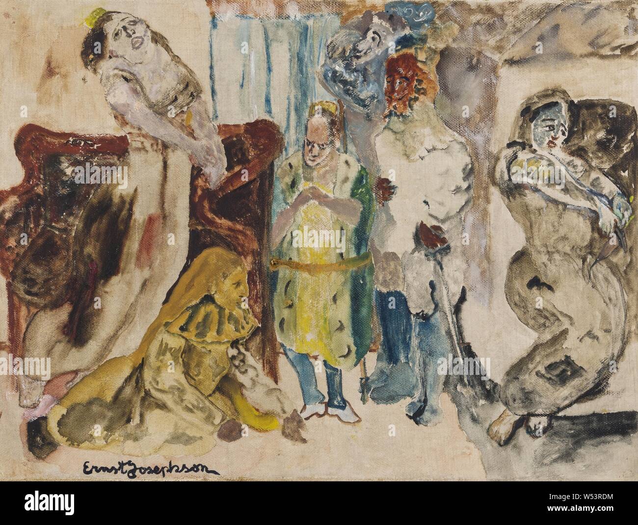 Ernst Josephson, scène, scène, peinture, huile sur toile, hauteur, 28 cm (11 po), largeur, 38 cm (14,9 pouces), signé Banque D'Images