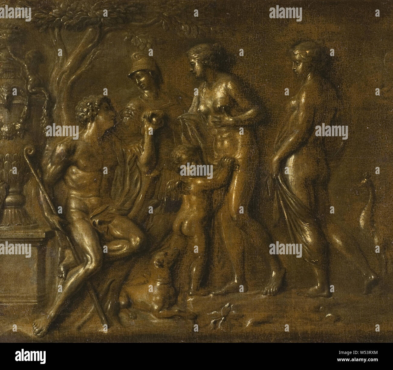 Le jugement de Paris, le jugement de Paris, Trompe l'oeil, peinture, huile sur toile, 59,5 cm, hauteur 23,4 cm (largeur), 69 cm (27,1 pouces), non signé. Banque D'Images