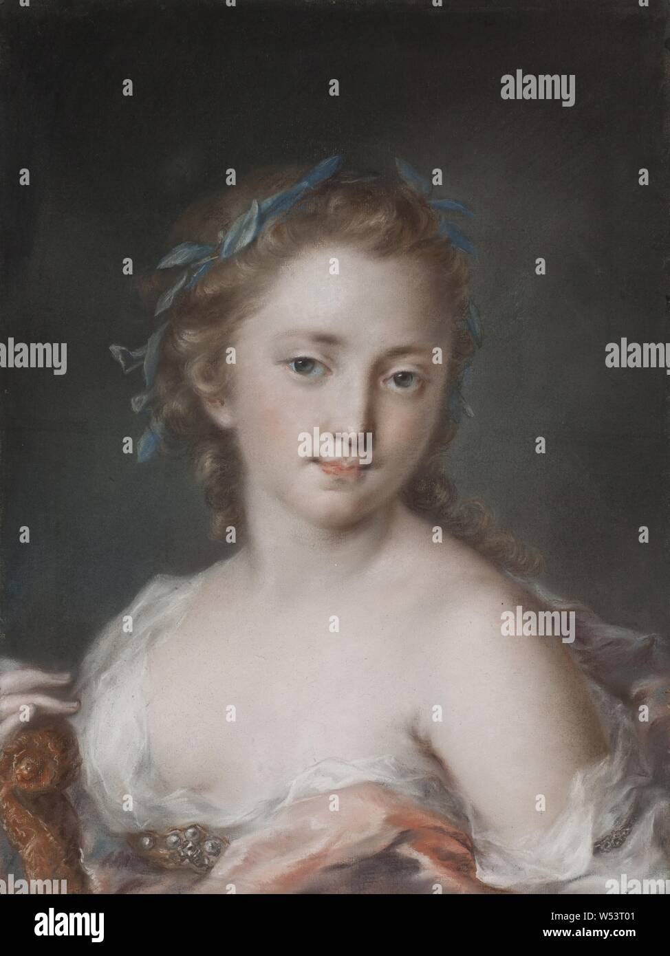 Rosalba Carriera, jeune femme avec une couronne de lauriers, jeune femme avec couronne de laurier, peinture, Pastel sur papier, hauteur, 53,5 cm (21 po), largeur, 40 cm (15,7 pouces) Banque D'Images