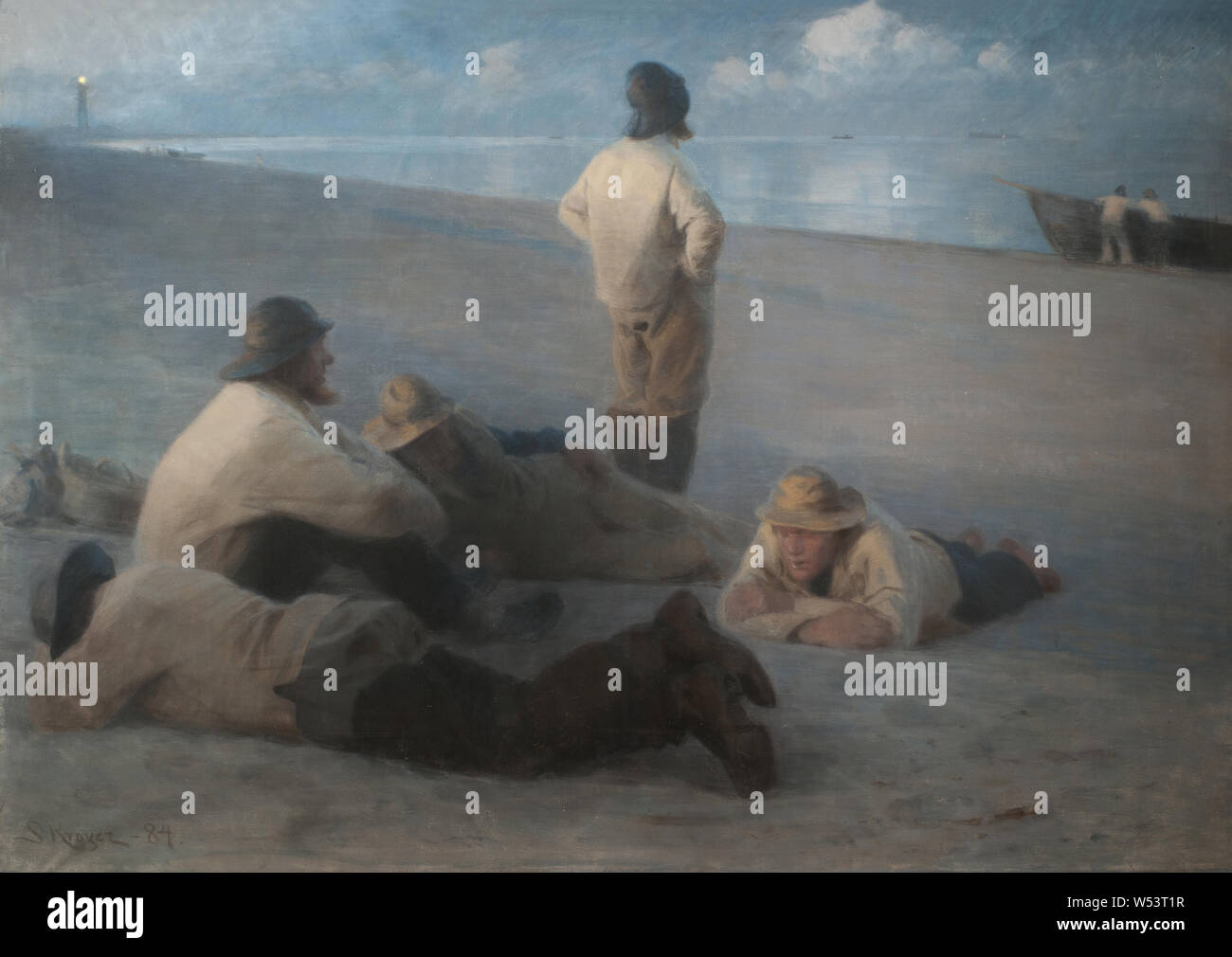 Soirée D été Sur La Plage De Skagen Peder Severin Krøyer, soir d'été sur la plage de Skagen, veille d'été sur la  plage de Skagen, peinture, genre art, 1884, Pastel sur toile, hauteur, 137  cm (53,9 po), largeur, 191 cm (