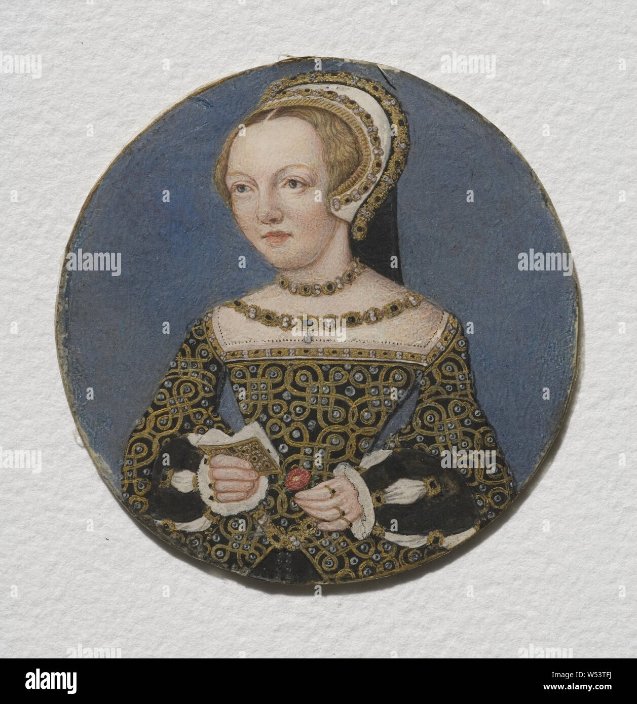 Après Hans Holbein, Lady Mary Howard, peinture, aquarelle sur parchemin Banque D'Images
