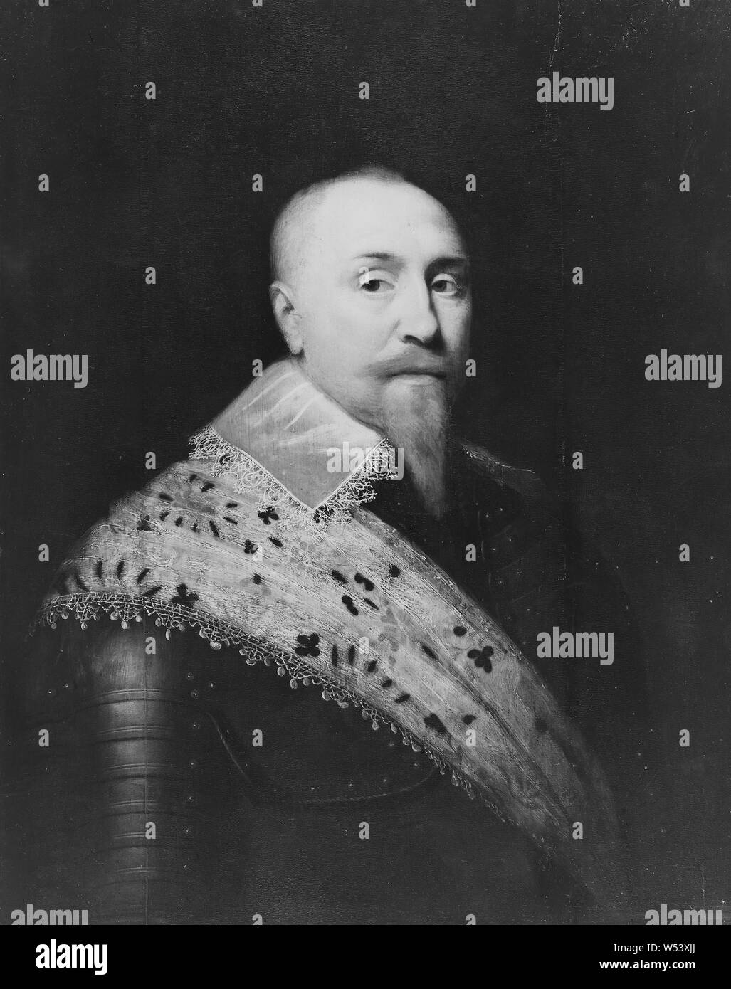 Le roi Gustav II Adolf, Gustave II Adolphe, peinture, Gustave II Adolphe de Suède, huile sur panneau, hauteur, 78 cm (30,7 po), largeur, 61 cm (24 pouces), Påskrift, Jan Van Ravesteyn, Ant , (1572-1651), un crayon avec tergo, Mataloni, Roma, le note jaune Banque D'Images