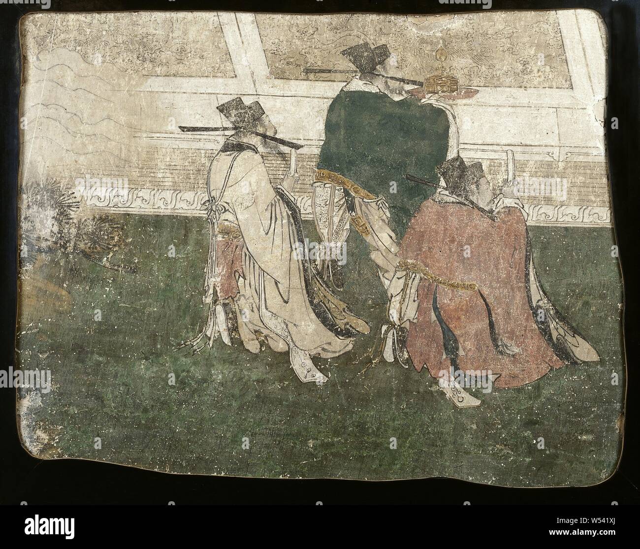 Fragment d'une peinture murale, anonyme, de la Chine, 1300 - 1400, de limon, dorure (matériau), le bois (matière végétale), de la dorure, H 63 cm × 75,5 cm × d w 11,5 mm × H 48,0 cm × 60,0 cm × w w 38,3 kg Banque D'Images