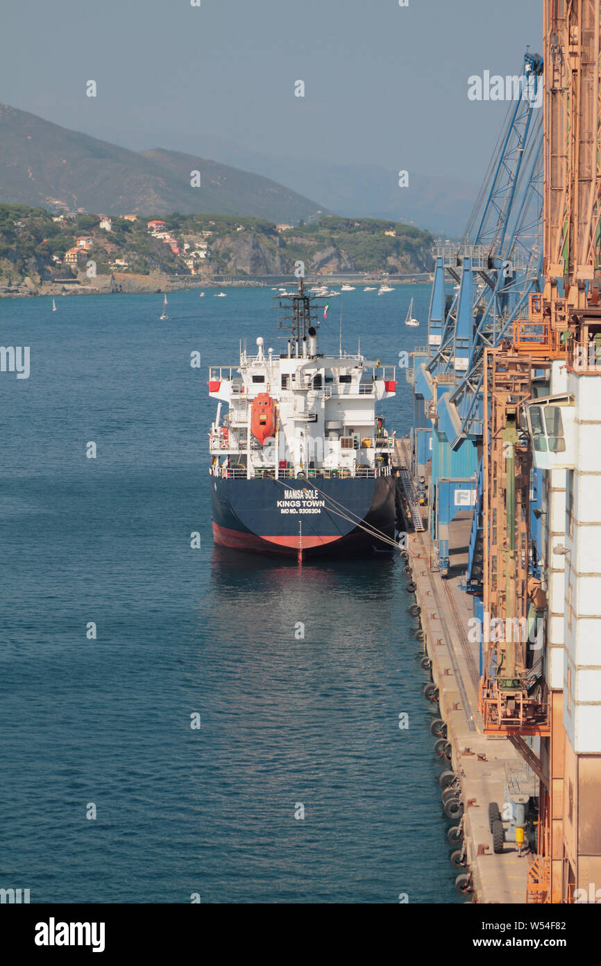 Savona, Italie - Jun 30, 2019 : cargo sur le stationnement dans le port Banque D'Images