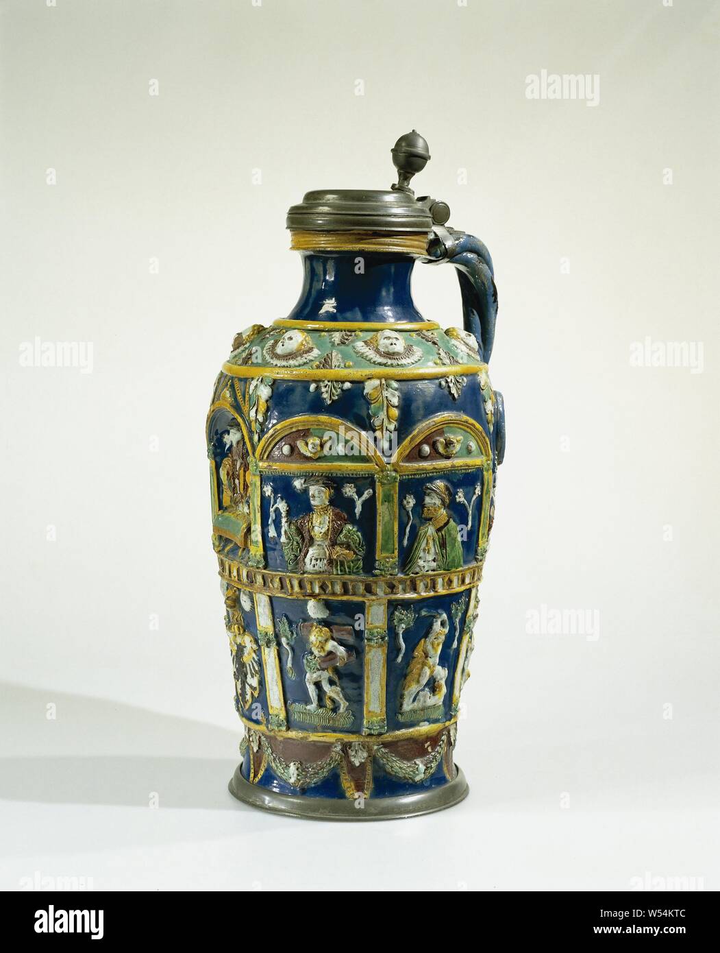 Grand Pichet En étain Gris Avec Couvercle à Charnière - Déco Vintage