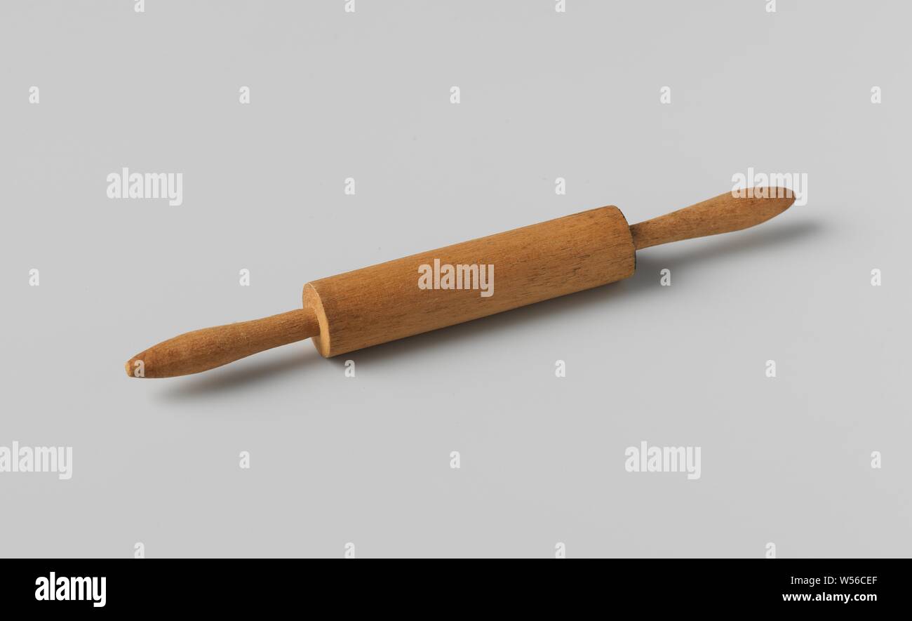 Rouleau, rouleau à pâtisserie avec de longues manches ont fait de bois indigènes., anonyme, Amsterdam (éventuellement), ch. 1700 - c. 1799, l 13,2 cm × d 1.4 cm Banque D'Images